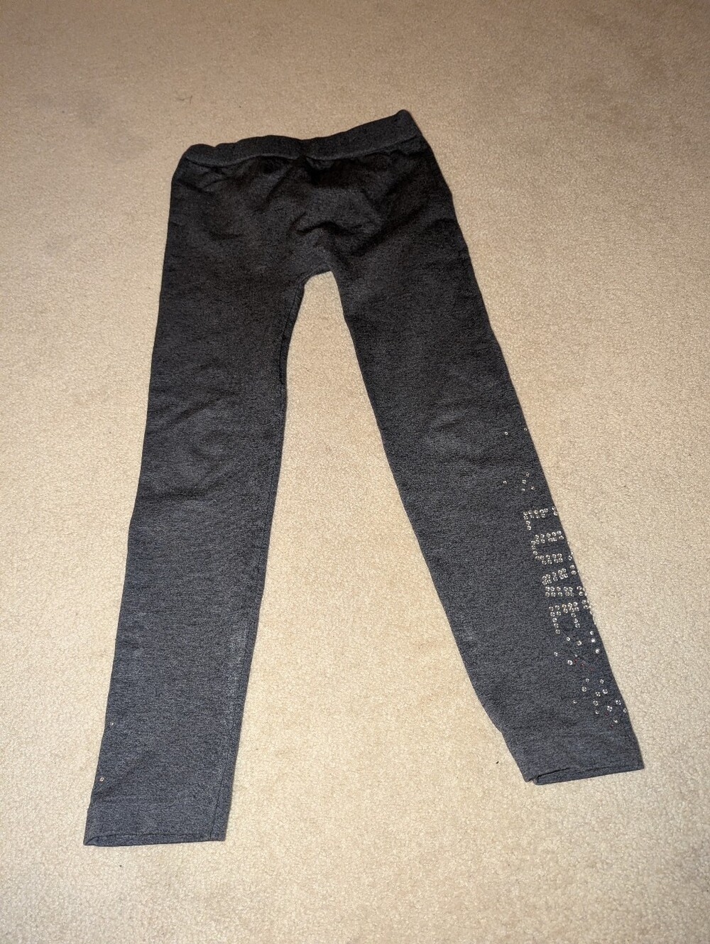 Girls' Charcoal Gray Leggings with Rhinestone Sz 7/16